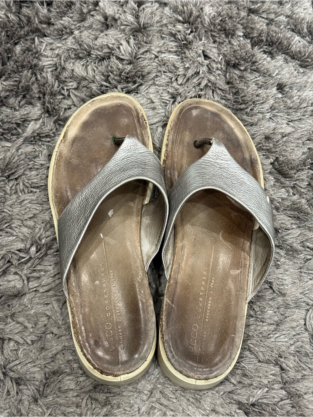 ECCO Womens Corksphere Tan Open Toe Slip On Thong Sandals Size US 42